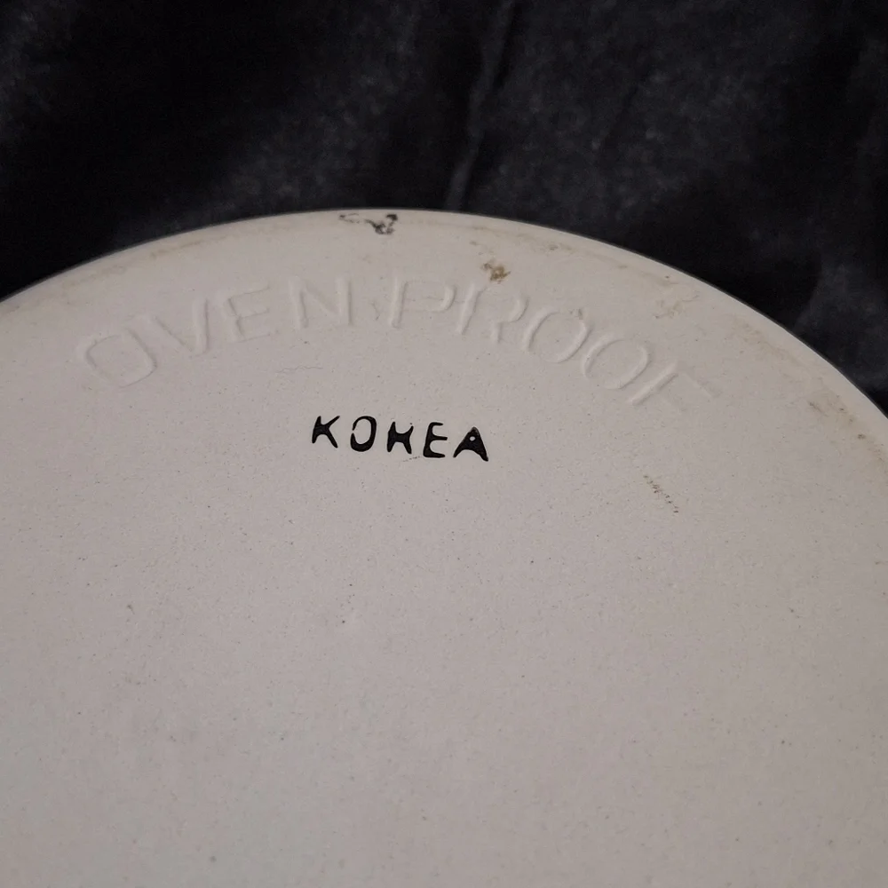 Vintage Stoneware Crock With Lid~Vegetable Design~Oven Proof~Korea~Hand Painted